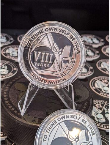 MyRecoverystore Silver and Black Pirate Ecluetic Aa Chip W/Coin Capsule AA Medallion 1-50 Years in Kuwait