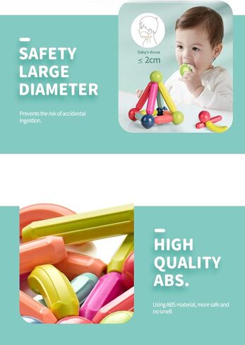 مجموعة الكرات والقضبان المغناطيسية ، مجموعة بناء المغناطيس ، كرات مغناطيسية وعصي - تتميز بألعاب متكدس آمنة ، مونتيسوري ، مونتيسوري للبنين والبنات 3+ (42 قطعة) in Kuwait