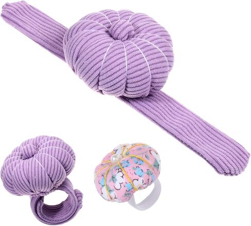 Elastic Wrist Pin Cushion Ring Pincushions for Sewing Cute Pumpkin Sewing Needle Cushion kit with 1Pcs Finger Ring Pincushions, DIY Handcraft Needles Holder, Quilting Accessories（Purple） in Saudi Arabia