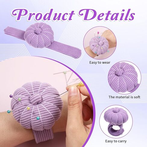 Elastic Wrist Pin Cushion Ring Pincushions for Sewing Cute Pumpkin Sewing Needle Cushion kit with 1Pcs Finger Ring Pincushions, DIY Handcraft Needles Holder, Quilting Accessories（Purple） in Saudi Arabia