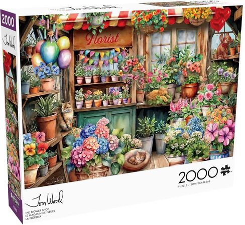 Buffalo Games Buzzles for البالغين 2000 قطعة - Tom Wood - The Flower Shop - لغز البالغين الصلب مع ملصق مرجعي ، ومتعة ، وفريدة من نوعها ومشكلة لجميع القدرات ، 38.5 × 26.5 كبيرة in Saudi Arabia
