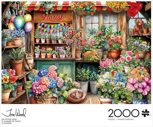 Buffalo Games Buzzles for البالغين 2000 قطعة - Tom Wood - The Flower Shop - لغز البالغين الصلب مع ملصق مرجعي ، ومتعة ، وفريدة من نوعها ومشكلة لجميع القدرات ، 38.5 × 26.5 كبيرة in Saudi Arabia