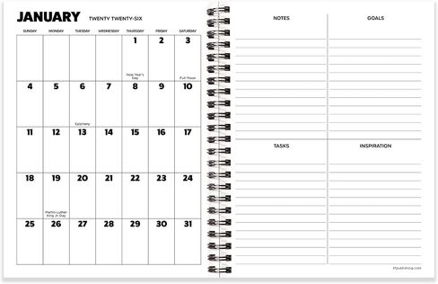 TF Publishing 2026 Maxine Medium Weekly Monthly Planner with 12-Month Calendar Grid, Goals and Task Trackers - Weekly Schedule Planner w/Priority List Section and Stickers - 6.5in x 8in in Saudi Arabia