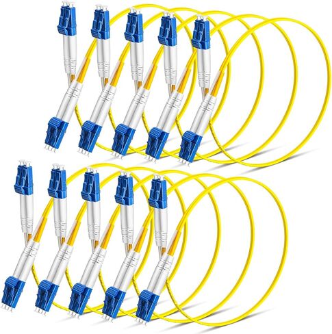 10 Pack Single Mode Fiber Lc to Lc, 3.28 ft OS2 Lc to Lc Single Mode Fiber Patch Cable Duplex, Singlemode Fiber Optic Cable Lc to Lc, Lszh Sm Fiber Jumper Cord, Yellow SMF 1 Meter in Saudi Arabia