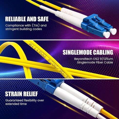 10 Pack Single Mode Fiber Lc to Lc, 3.28 ft OS2 Lc to Lc Single Mode Fiber Patch Cable Duplex, Singlemode Fiber Optic Cable Lc to Lc, Lszh Sm Fiber Jumper Cord, Yellow SMF 1 Meter in Saudi Arabia