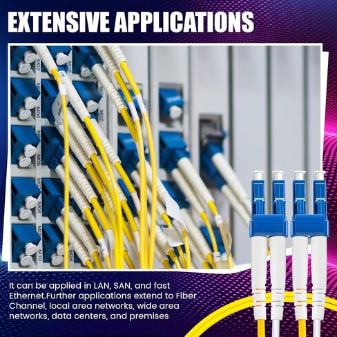 10 Pack Single Mode Fiber Lc to Lc, 3.28 ft OS2 Lc to Lc Single Mode Fiber Patch Cable Duplex, Singlemode Fiber Optic Cable Lc to Lc, Lszh Sm Fiber Jumper Cord, Yellow SMF 1 Meter in Saudi Arabia