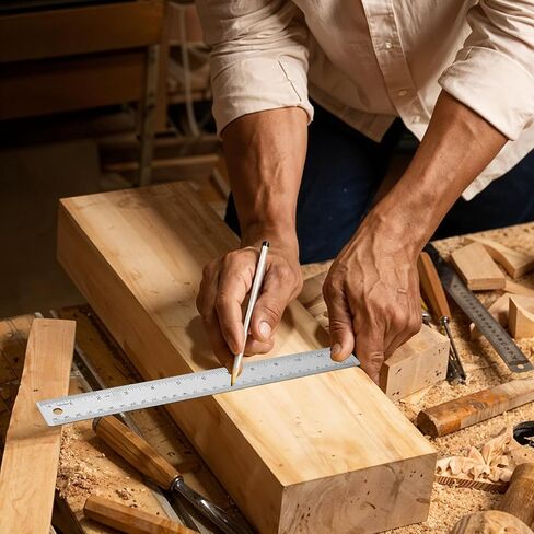 Stainless Steel Metal Ruler with Non-Slip Cork Backing 6 Inch and 12 Inch, 4 Pack Straight Edge Rulers with Inches and Centimeters Cork Backed Ruler for Engineering School Drawing Tools in Saudi Arabia