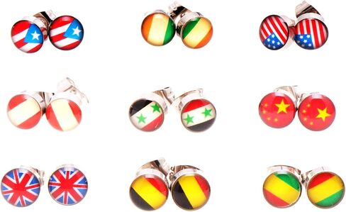 الفولاذ المقاوم للصدأ العلم الوطني زر الأقراط in Kuwait