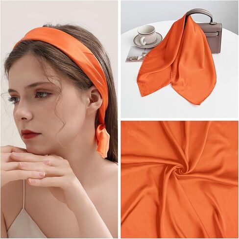 Bwerfuet Women Silk Scarf, Satin Hair Bandanas Square Stain Scarf Vintage Head Scarves for Women in Kuwait