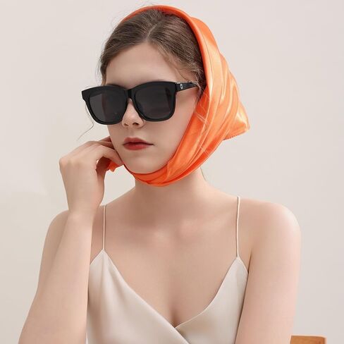 Bwerfuet Women Silk Scarf, Satin Hair Bandanas Square Stain Scarf Vintage Head Scarves for Women in Kuwait