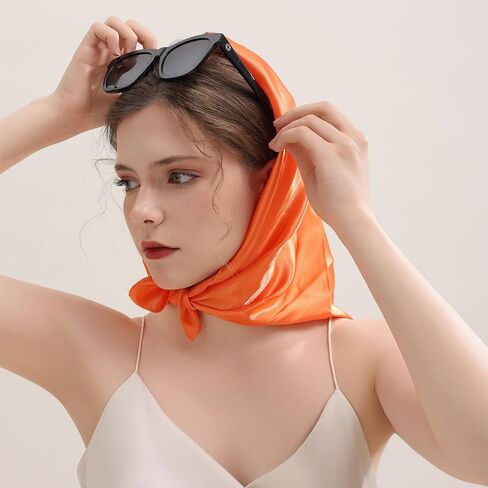 Bwerfuet Women Silk Scarf, Satin Hair Bandanas Square Stain Scarf Vintage Head Scarves for Women in Kuwait