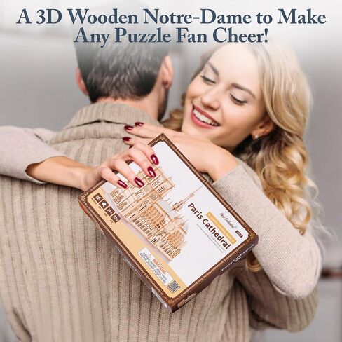 ROBOTIME 3D Wooden Puzzles for Adults, Scale 1: 460 Notre Dame de Paris Building Set, Architecture Wooden Model Kit Creative Gift in Saudi Arabia