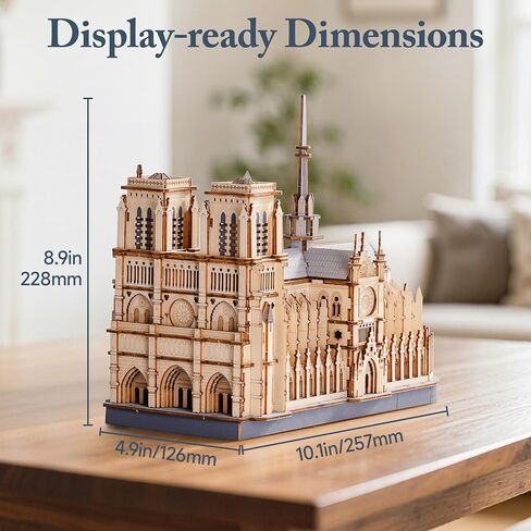 ROBOTIME 3D Wooden Puzzles for Adults, Scale 1: 460 Notre Dame de Paris Building Set, Architecture Wooden Model Kit Creative Gift in Saudi Arabia