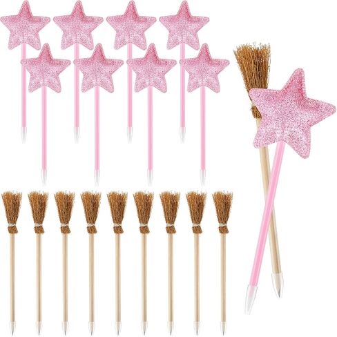 Geyoga 20 Pack Witch and Princess Pens Party Favors Green Witch Broom و Pink Star Pens for Wizard تحت عنوان Supplies عيد ميلاد هدايا الهالوين لوازم Goodie Bag Fillers (خطوط خضراء) in Saudi Arabia