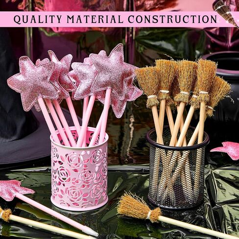 Geyoga 20 Pack Witch and Princess Pens Party Favors Green Witch Broom و Pink Star Pens for Wizard تحت عنوان Supplies عيد ميلاد هدايا الهالوين لوازم Goodie Bag Fillers (خطوط خضراء) in Saudi Arabia