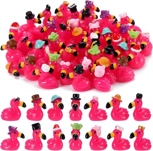 48 Pcs Mini Flamingos 14 Styles Tiny Flamingos Cute Mini Resin Animals Flamingo Figurine Tiny Resin Animals for Garden Landscape Dollhouse Party Cake Home Office Decor in Saudi Arabia