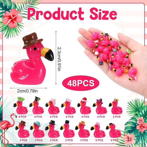 48 Pcs Mini Flamingos 14 Styles Tiny Flamingos Cute Mini Resin Animals Flamingo Figurine Tiny Resin Animals for Garden Landscape Dollhouse Party Cake Home Office Decor in Saudi Arabia