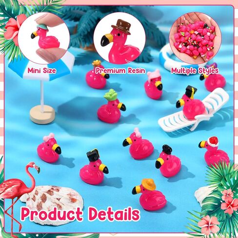 48 Pcs Mini Flamingos 14 Styles Tiny Flamingos Cute Mini Resin Animals Flamingo Figurine Tiny Resin Animals for Garden Landscape Dollhouse Party Cake Home Office Decor in Saudi Arabia