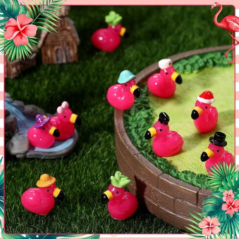 48 Pcs Mini Flamingos 14 Styles Tiny Flamingos Cute Mini Resin Animals Flamingo Figurine Tiny Resin Animals for Garden Landscape Dollhouse Party Cake Home Office Decor in Saudi Arabia