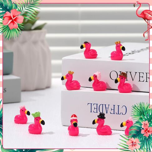 48 Pcs Mini Flamingos 14 Styles Tiny Flamingos Cute Mini Resin Animals Flamingo Figurine Tiny Resin Animals for Garden Landscape Dollhouse Party Cake Home Office Decor in Saudi Arabia