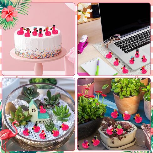 48 Pcs Mini Flamingos 14 Styles Tiny Flamingos Cute Mini Resin Animals Flamingo Figurine Tiny Resin Animals for Garden Landscape Dollhouse Party Cake Home Office Decor in Saudi Arabia