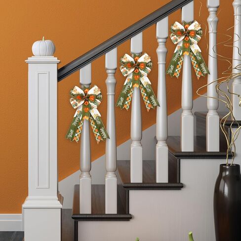 Whaline 4 Rolls Fall Fall Edge Ribbon 24 ياردة 2.5 بوصة أخضر خريف الشاحنة القرع بزخرفة لقوس القوس الزهور غلاف المزرعة in Saudi Arabia