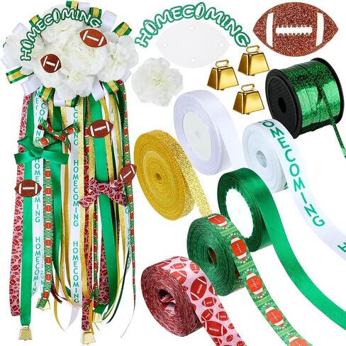 مجموعة مستلزمات زهور Honoson Homecoming Mum Flower تشمل قرص الورق و Roll DIY أشرطة حريرية مختلفة لصالح لعبة كرة القدم للرقص تفضل زخرفة لحفلات الملك الملكة (كرة القدم) in Saudi Arabia