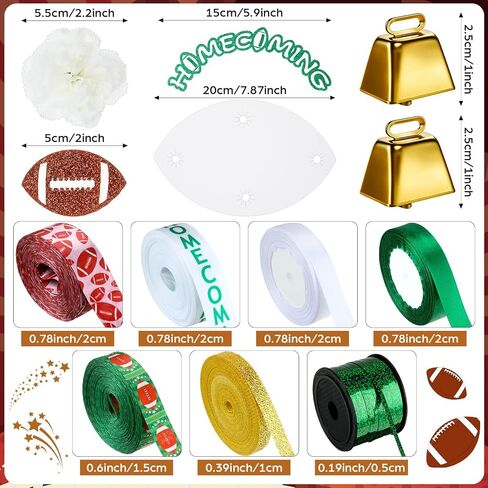 مجموعة مستلزمات زهور Honoson Homecoming Mum Flower تشمل قرص الورق و Roll DIY أشرطة حريرية مختلفة لصالح لعبة كرة القدم للرقص تفضل زخرفة لحفلات الملك الملكة (كرة القدم) in Saudi Arabia
