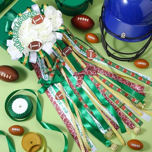 مجموعة مستلزمات زهور Honoson Homecoming Mum Flower تشمل قرص الورق و Roll DIY أشرطة حريرية مختلفة لصالح لعبة كرة القدم للرقص تفضل زخرفة لحفلات الملك الملكة (كرة القدم) in Saudi Arabia