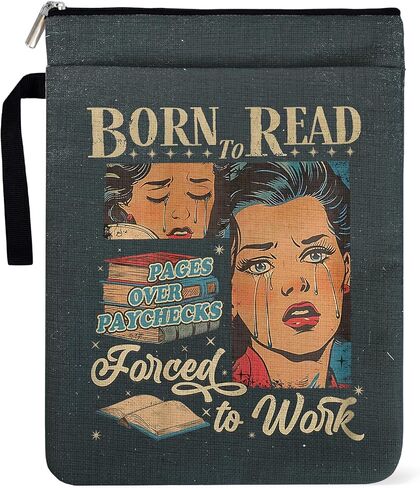 خمر الفتاة الحديثة ذات طابع ديكور الكتاب الأكمام للنساء زميلات ، Book Lover Bookish Group Club Book Gifts 9x12 Inch - Born to read اطل in Saudi Arabia