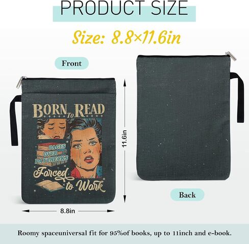 خمر الفتاة الحديثة ذات طابع ديكور الكتاب الأكمام للنساء زميلات ، Book Lover Bookish Group Club Book Gifts 9x12 Inch - Born to read اطل in Saudi Arabia