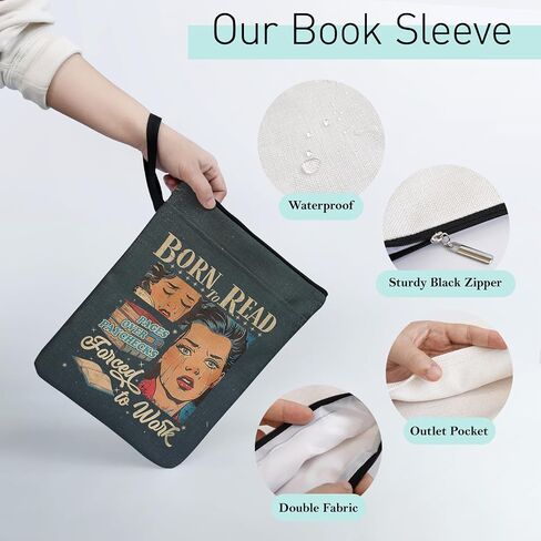خمر الفتاة الحديثة ذات طابع ديكور الكتاب الأكمام للنساء زميلات ، Book Lover Bookish Group Club Book Gifts 9x12 Inch - Born to read اطل in Saudi Arabia