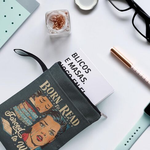 خمر الفتاة الحديثة ذات طابع ديكور الكتاب الأكمام للنساء زميلات ، Book Lover Bookish Group Club Book Gifts 9x12 Inch - Born to read اطل in Saudi Arabia