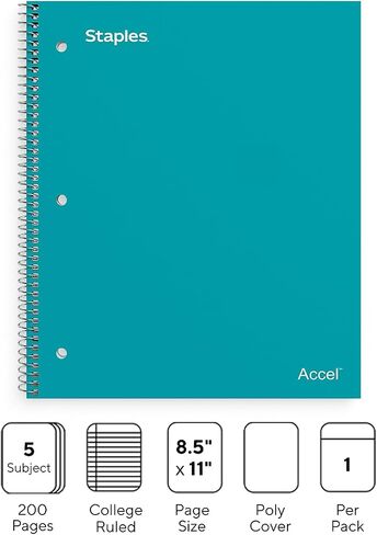 دفاتر ستابلز 5 موضوع ، 8.5 "× 11" ، حكمت الكلية ، 200 ورقة ، غلاف البط البري ، 1 العرف in Saudi Arabia
