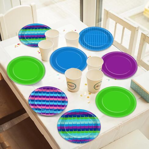 48PCS Video Game Birthday Party Supplies Video Gaming Paper Plates 7" Dinnerware Dessert Plates Llama Game On Party Decorations Gamer Level Up Table Decor for Teenager Kids Boys Birthday Favor in Saudi Arabia