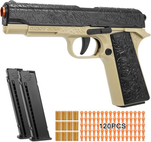 لعبة Gun ، 1911 لعبة نصف أوتتو مسدس مسدس للأولاد ، قذيفة فارغة تخرج مسدس لعبة مع 120 رصاصة ناعمة ، نموذج لعبة السلاح الواقعية ، مسدس لعبة بلاستيكية للأطفال لمدة 8+ (الذهب) in Saudi Arabia
