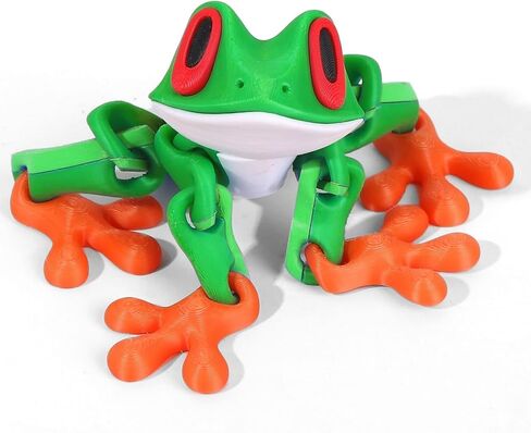 3D Printed 7.92-inch Magnet Frog Toy, Articulated 3D Printed Animals Toys, Can be Used for Refrigerator/Car Decoration. (Green+White) in Saudi Arabia