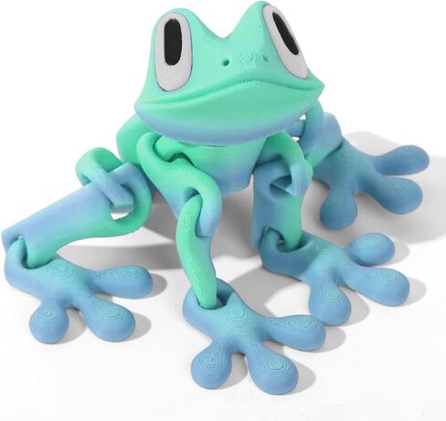 3D Printed 7.92-inch Magnet Frog Toy, Articulated 3D Printed Animals Toys, Can be Used for Refrigerator/Car Decoration. (Green+White) in Saudi Arabia