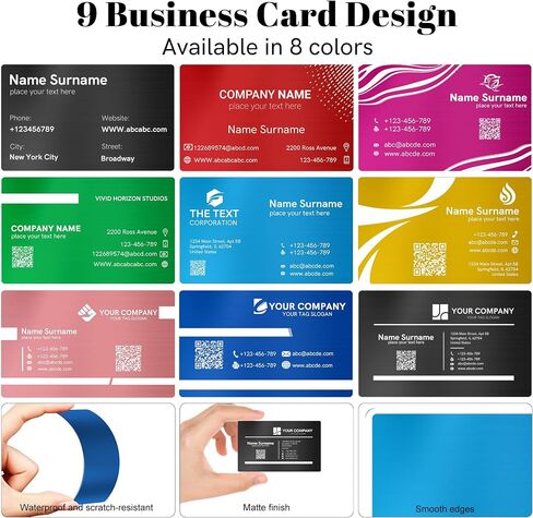 Custom Metal Business Cards, 30-500 Double-sided Engrave Business Cards Customizable, 0.45mm Aluminum Business Card Blanks with Logo/Text, Custom Metal Card with Business Card Holder Available in Saudi Arabia