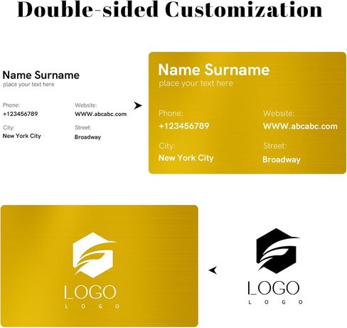 Custom Metal Business Cards, 30-500 Double-sided Engrave Business Cards Customizable, 0.45mm Aluminum Business Card Blanks with Logo/Text, Custom Metal Card with Business Card Holder Available in Saudi Arabia