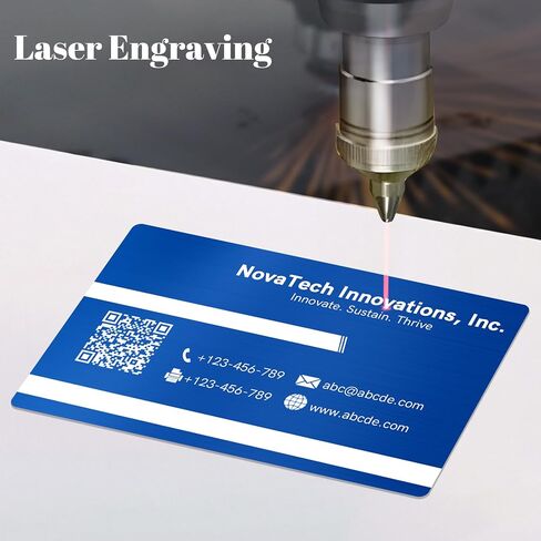 Custom Metal Business Cards, 30-500 Double-sided Engrave Business Cards Customizable, 0.45mm Aluminum Business Card Blanks with Logo/Text, Custom Metal Card with Business Card Holder Available in Saudi Arabia