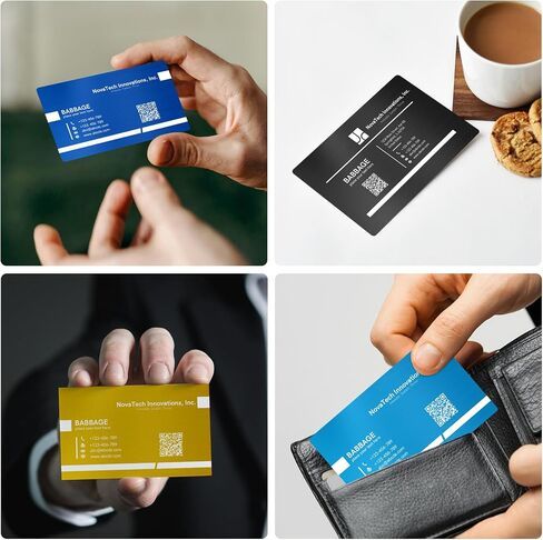 Custom Metal Business Cards, 30-500 Double-sided Engrave Business Cards Customizable, 0.45mm Aluminum Business Card Blanks with Logo/Text, Custom Metal Card with Business Card Holder Available in Saudi Arabia