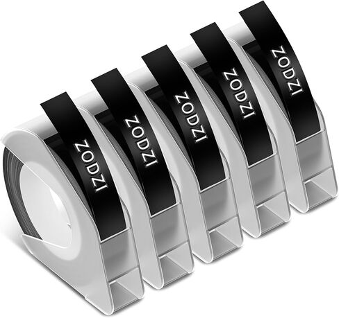 Zodzi Embossing Label Tapes Replacement for Dymo Label Maker Refills, 3/8 Inch 3D Plastic Label Maker Tape for Dymo Organizer Xpress Tape 1540 1550 1570 Office Mate II 12965 12966 Embossed Labels in Kuwait