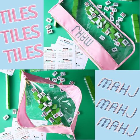 2 PCS فارغة Mahjong Tile Bag 20.9 × 9.45 بوصة أمريكية PVC Clear Mahjong Case Size 166 BASE SHIPPERED STORAGE STORAGE BACK RACK FOR Game Lover Gift Travel ، Case Only (Blue ، Pink) in Saudi Arabia