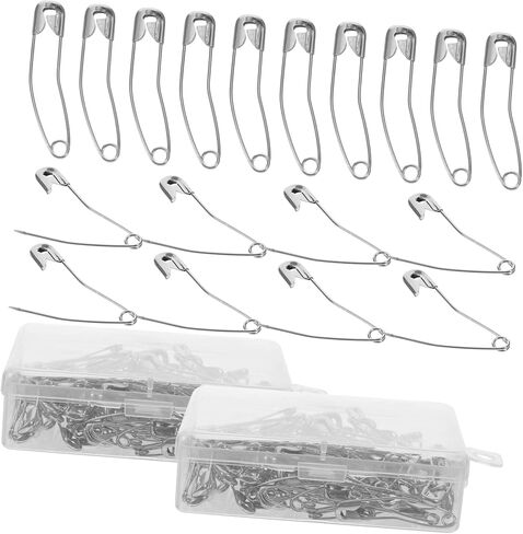 Housoutil 200pcs دبابيس أمان منحنية من الفولاذ المقاوم للصدأ لصياغة ودبابيس متينة النيكل الطلاء لمشاريع DIY وإصلاح الملابس in Saudi Arabia
