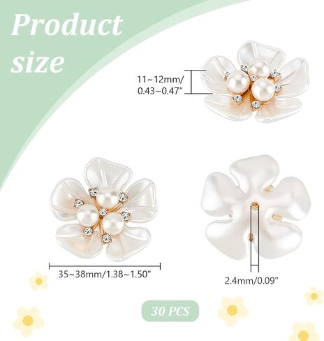 أزرار Ahandmaker 30pcs أزرار راينستون بيرل زخارف ، حبات راينستون ، أزرار زهرة لؤلؤة لؤلؤة لصنع المجوهر in Saudi Arabia