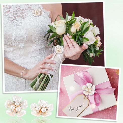 أزرار Ahandmaker 30pcs أزرار راينستون بيرل زخارف ، حبات راينستون ، أزرار زهرة لؤلؤة لؤلؤة لصنع المجوهر in Saudi Arabia