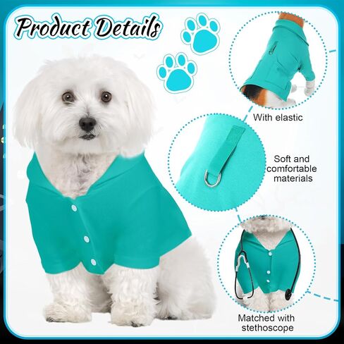 Dog Cat Halloween Doctor Surgeon Nurse Costumes Pet Doctor Clothes with Stethoscope Puppy Cosplay Party Apparel Outfits for Halloween Dogs Cats Holiday Uniform Cosplay Dress Up(White,XL) in Saudi Arabia