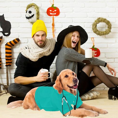 Dog Cat Halloween Doctor Surgeon Nurse Costumes Pet Doctor Clothes with Stethoscope Puppy Cosplay Party Apparel Outfits for Halloween Dogs Cats Holiday Uniform Cosplay Dress Up(White,XL) in Saudi Arabia