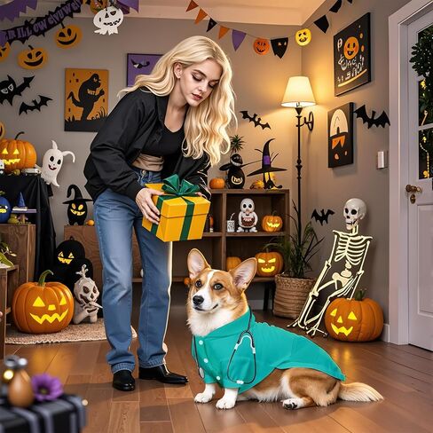 Dog Cat Halloween Doctor Surgeon Nurse Costumes Pet Doctor Clothes with Stethoscope Puppy Cosplay Party Apparel Outfits for Halloween Dogs Cats Holiday Uniform Cosplay Dress Up(White,XL) in Saudi Arabia